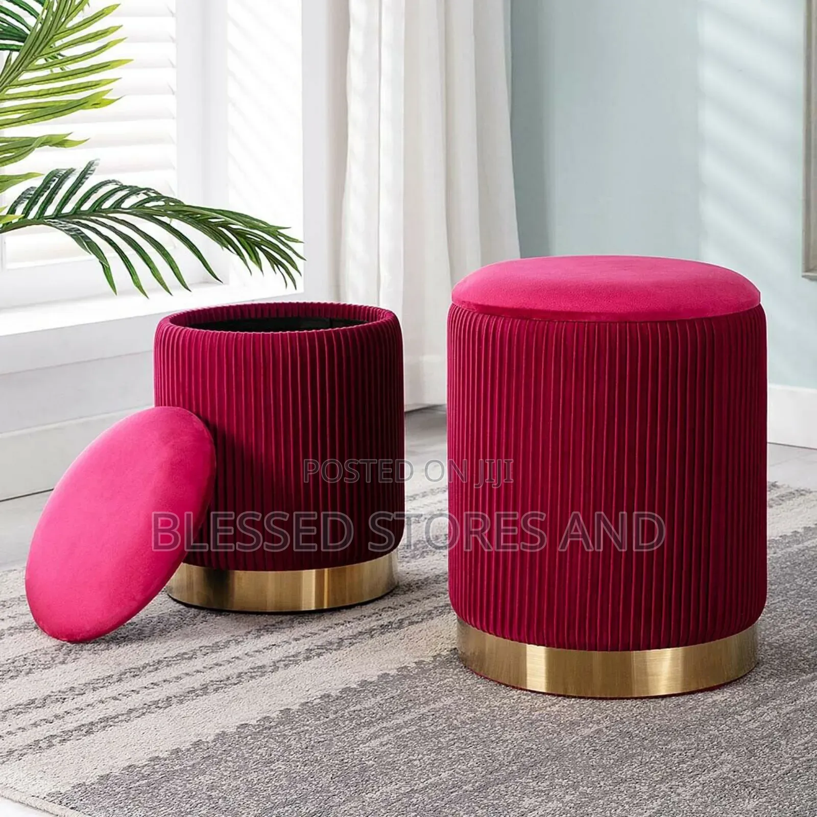 Ottoman Velvet Storage and Stool