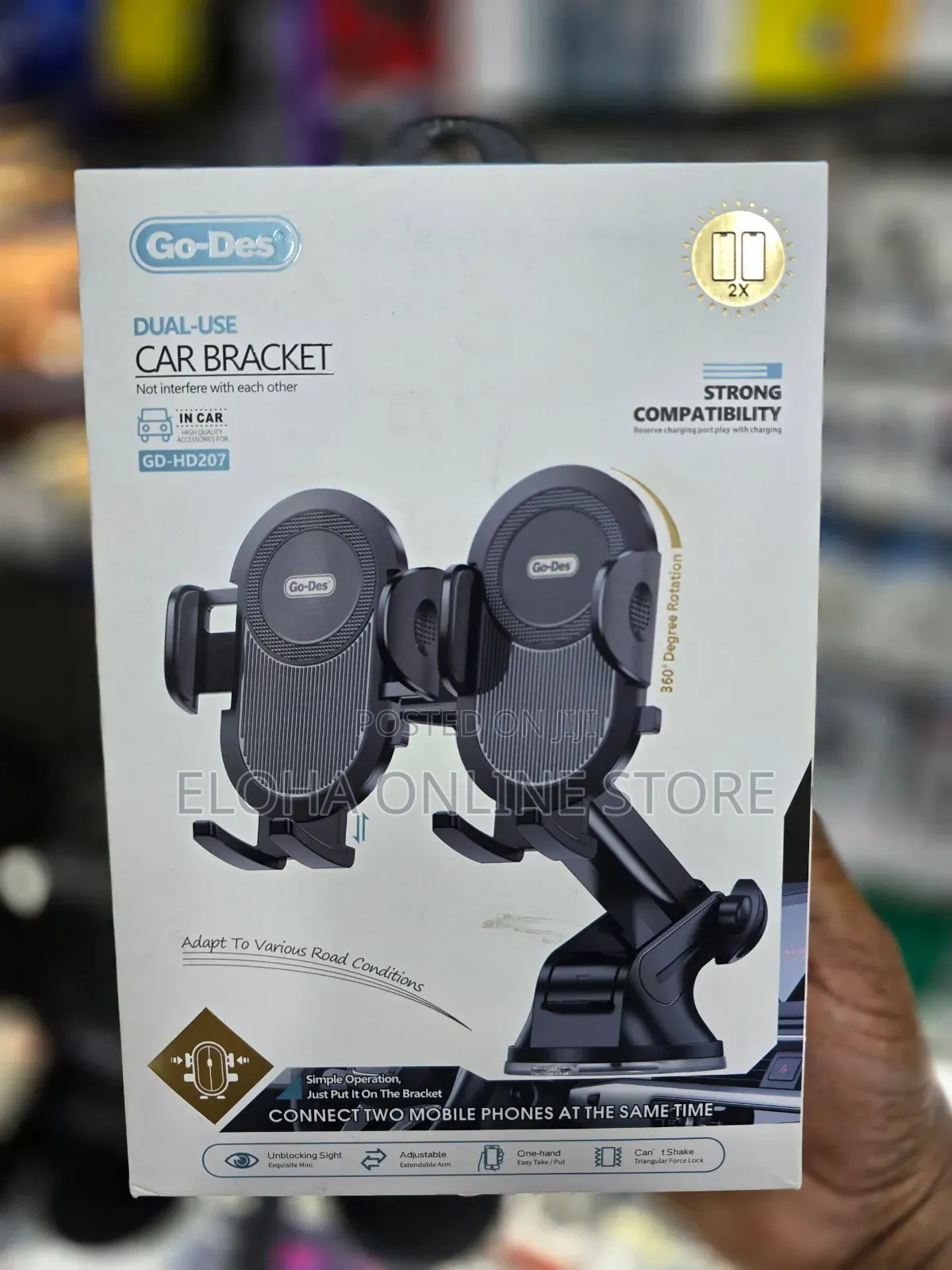 Go Des Gd-Hd207 Dual Use Suction Cup Design Car Phone Holder