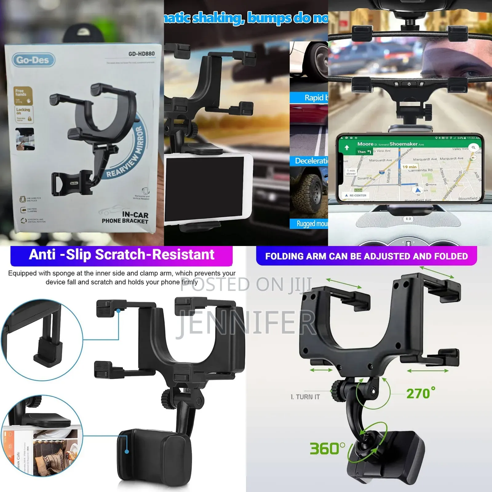 Go Des Gd-Hd207 Dual Use Design Double Car Phone Holder