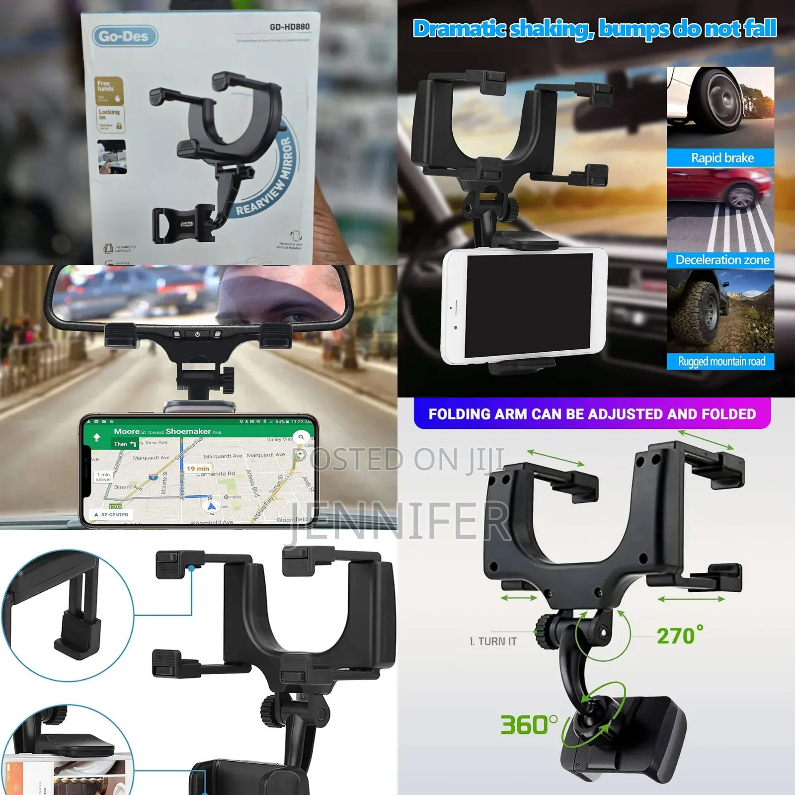 Go Des Gd-Hd207 Dual Use Design Double Car Phone Holder