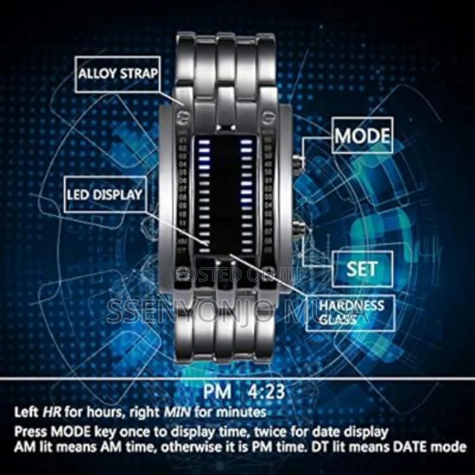 T-goer Men's Digital Led Watch - Stainless Steel Sports