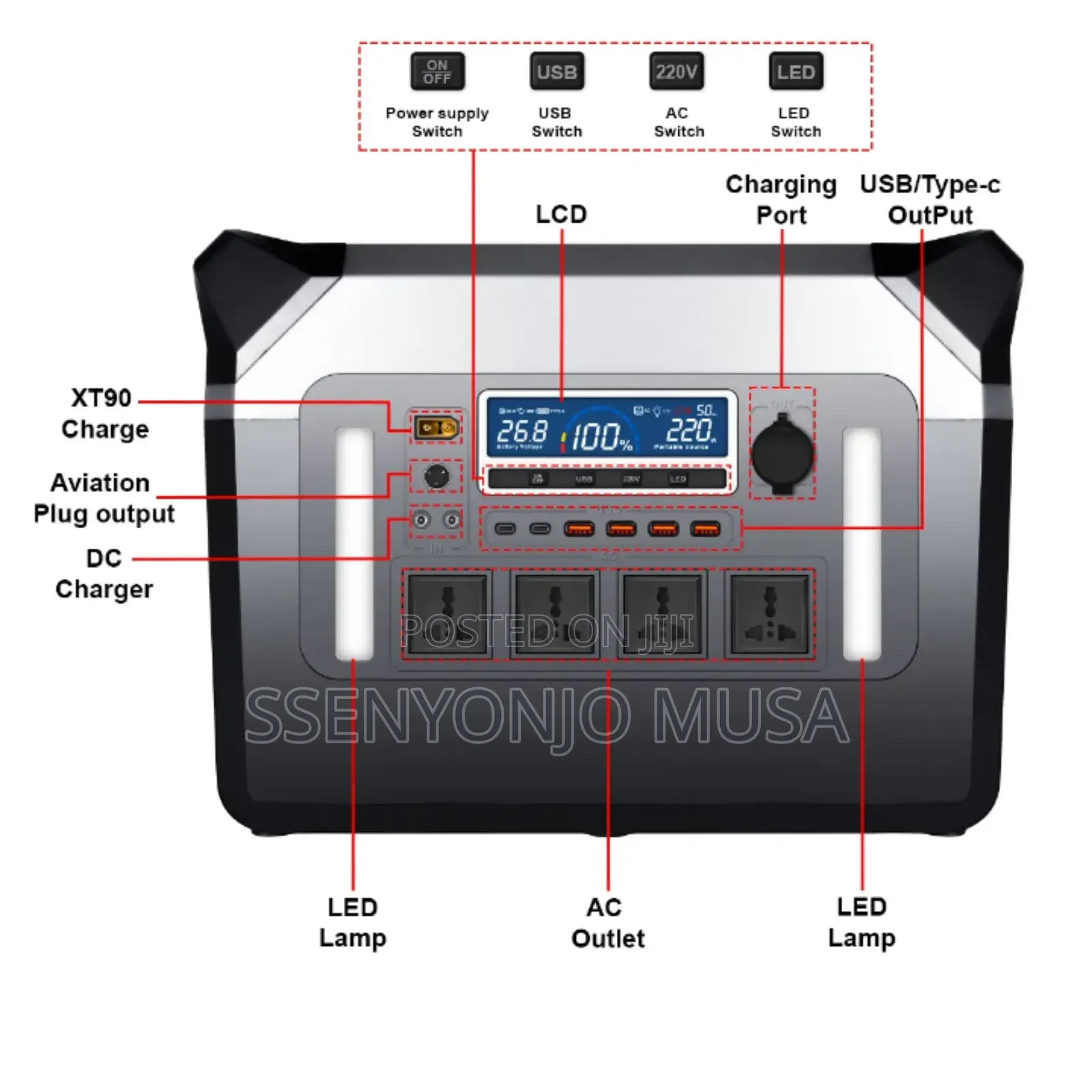 Portable Power Station 2000w Gh-2000-a-24v-a With Solar