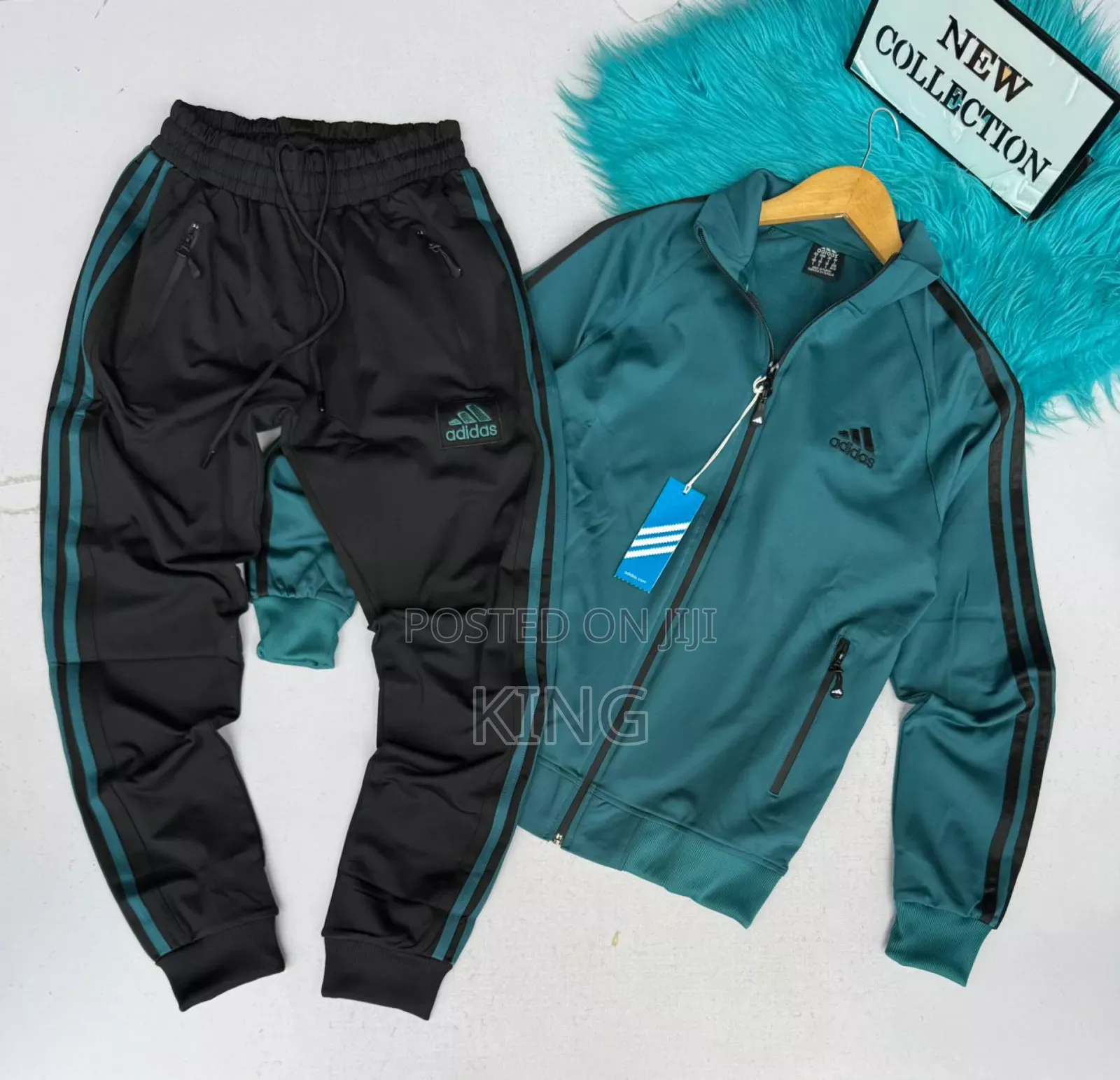 Adidas Tracksuit. Teal Jacket and Pants