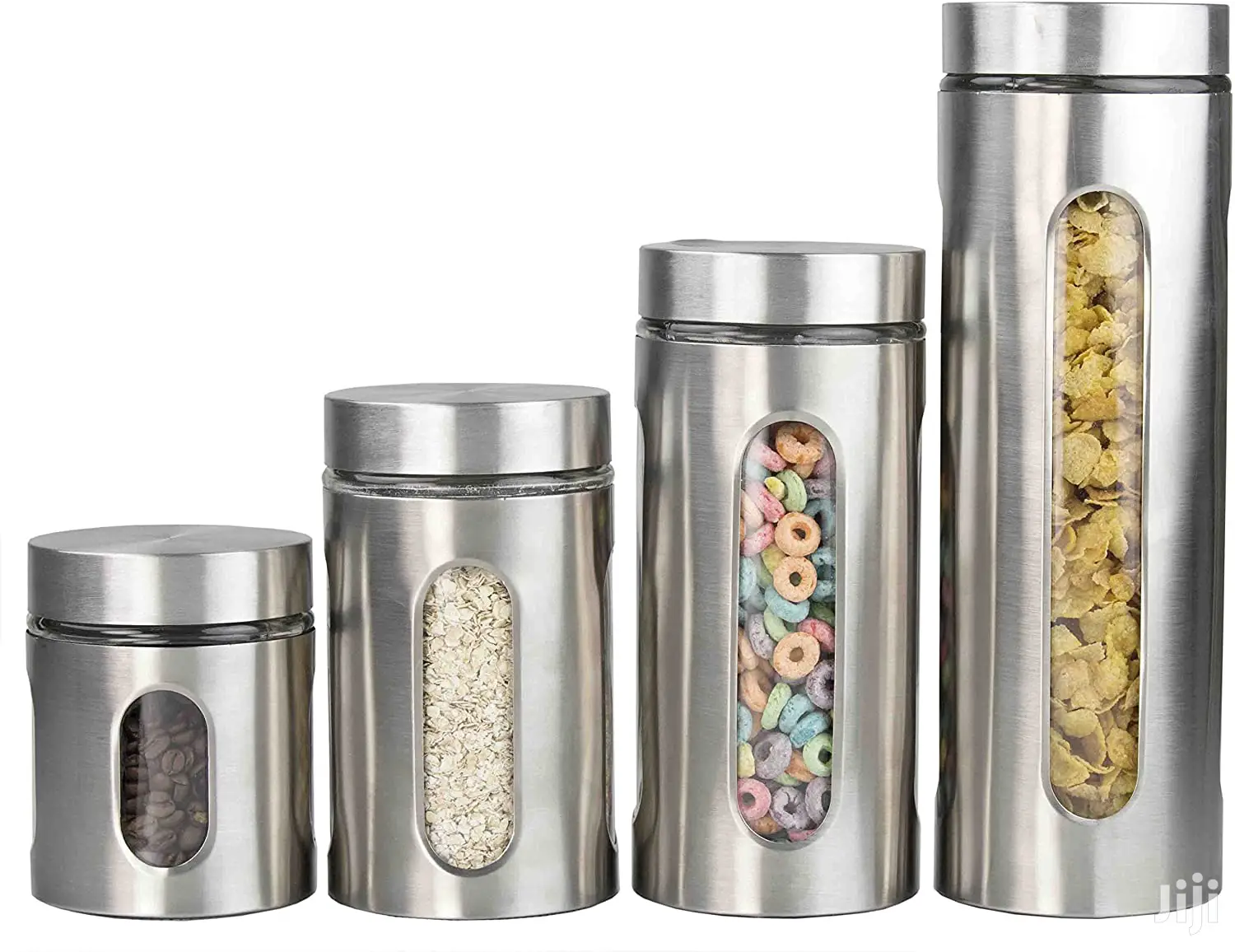 Deluxe 4 Pc Stainless Steel Canister With Glass Window