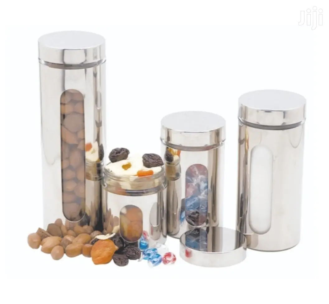 Deluxe 4 Pc Stainless Steel Canister With Glass Window
