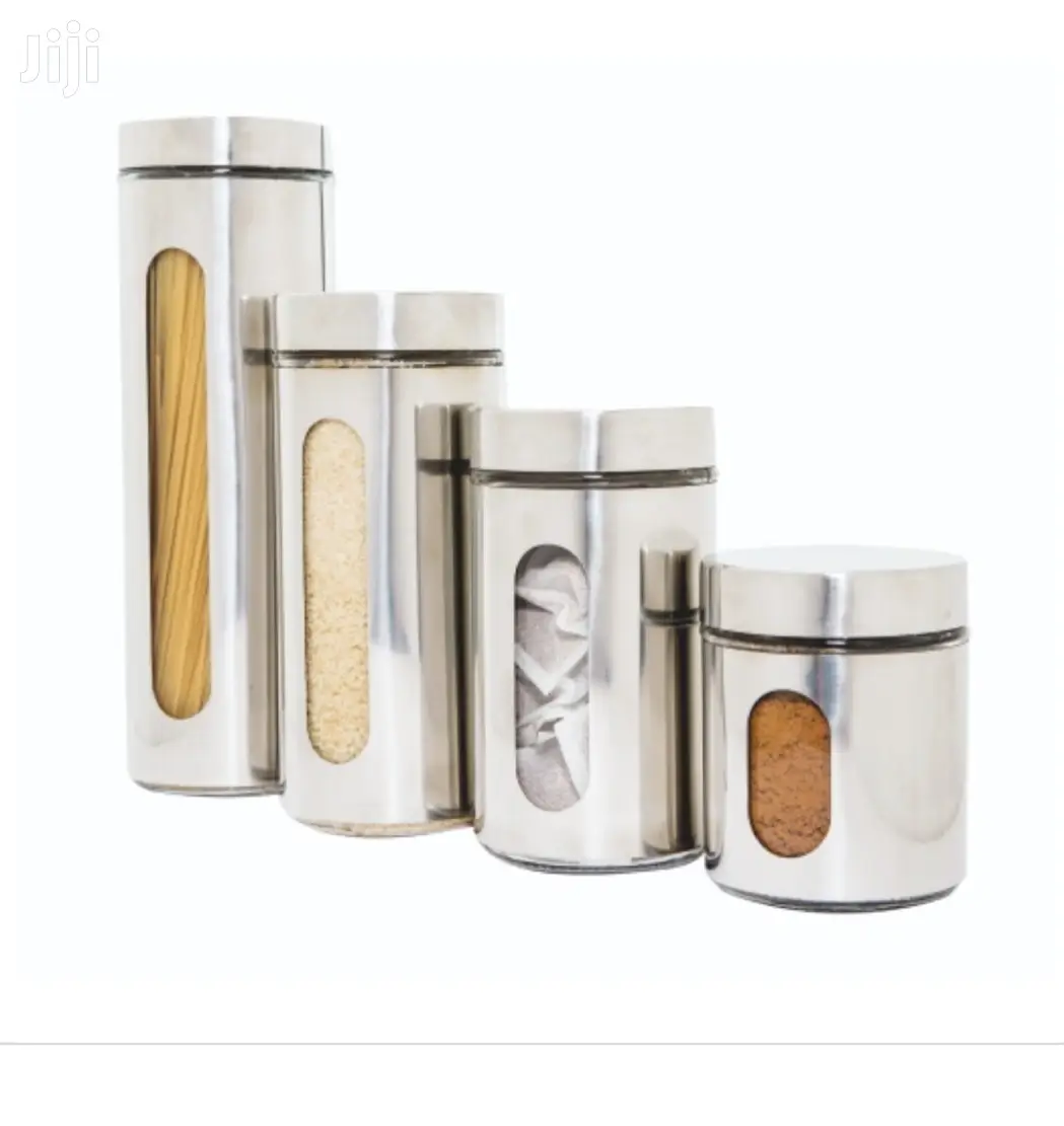 Deluxe 4 Pc Stainless Steel Canister With Glass Window