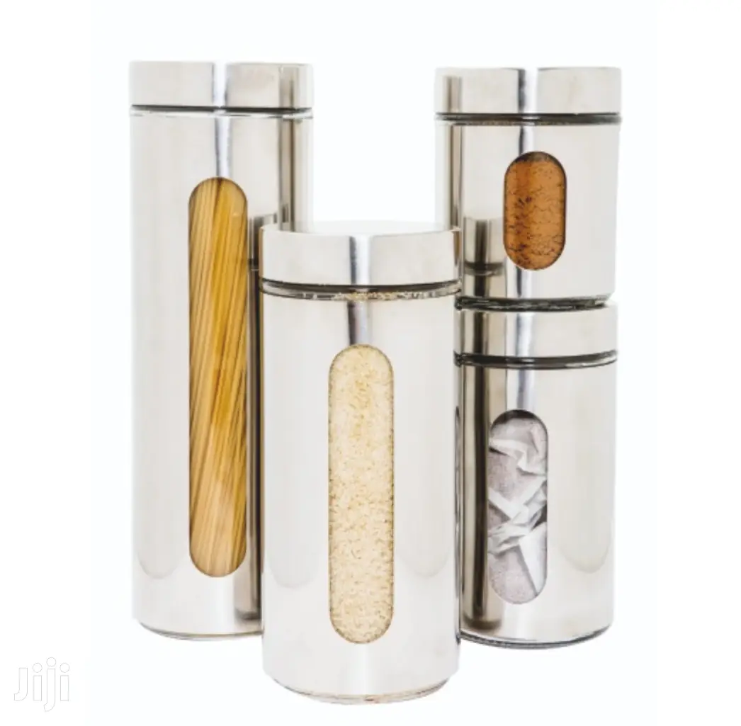 Deluxe 4 Pc Stainless Steel Canister With Glass Window