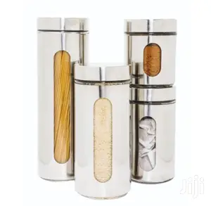 Deluxe 4 Pc Stainless Steel Canister With Glass Window
