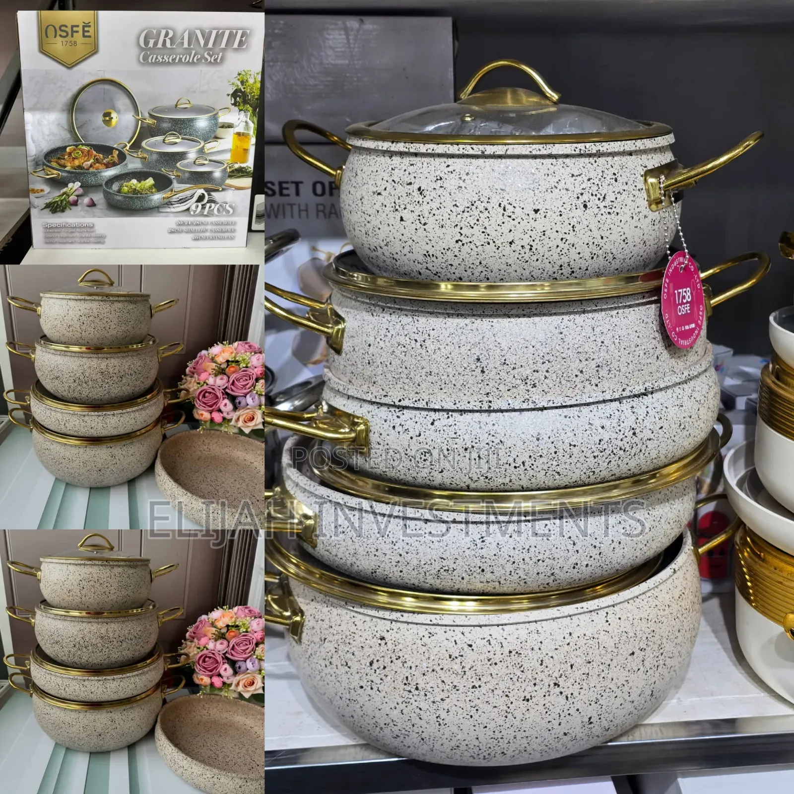 Osfě 9-Piece Granite Casserole Set