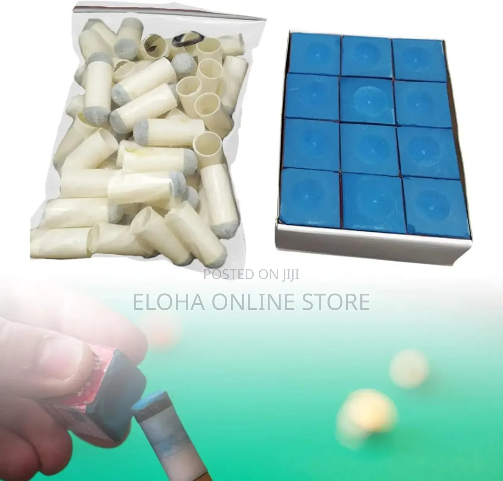 30pcs Slip on Pool Cue Tips With 24pcs Pool Cue Chalk2