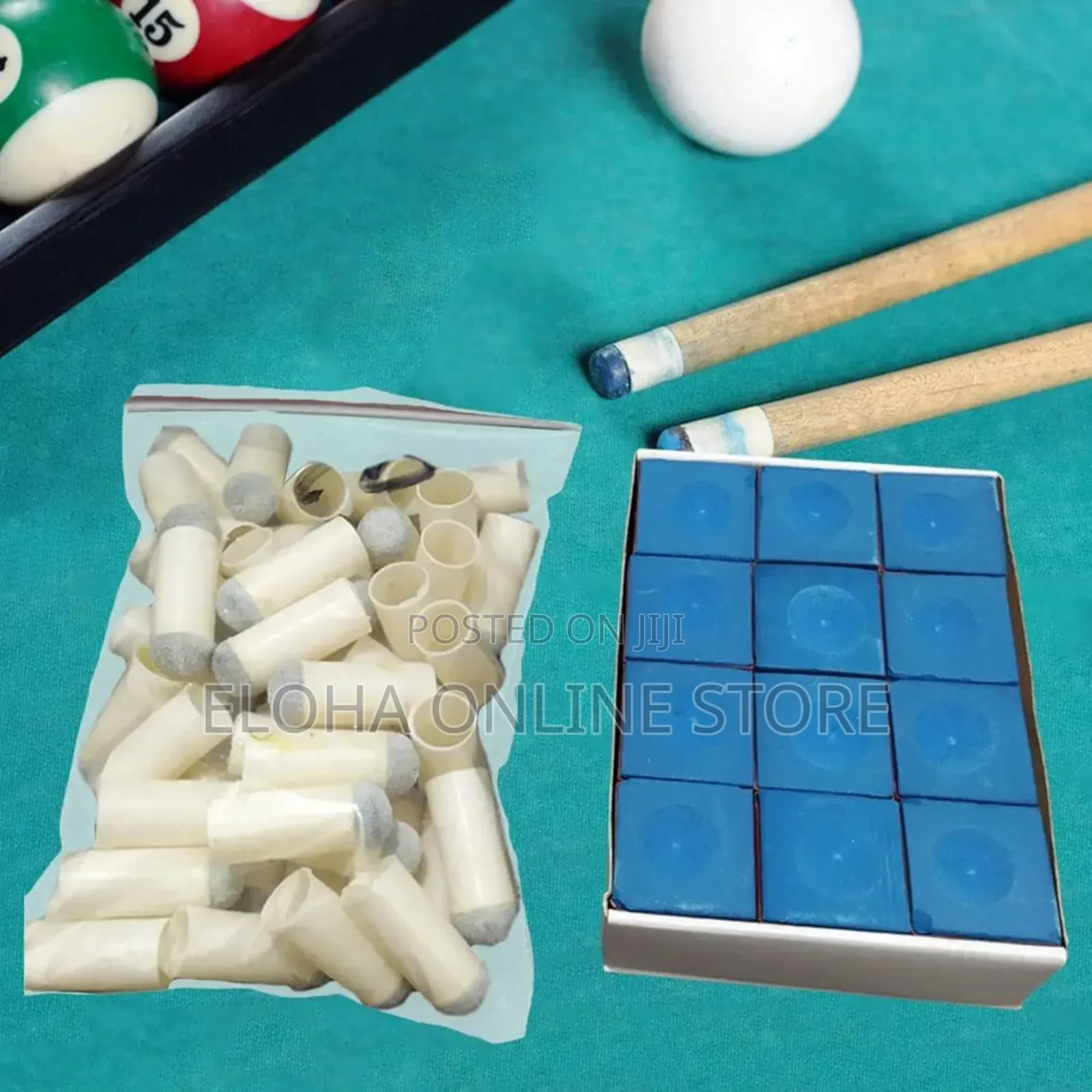 30pcs Slip on Pool Cue Tips With 24pcs Pool Cue Chalk2