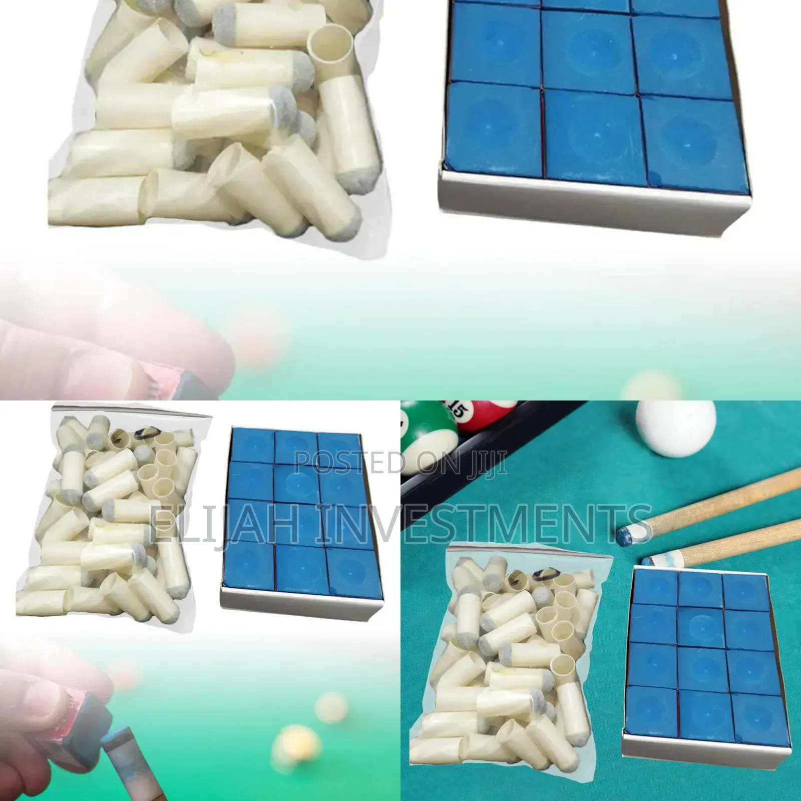 30pcs Slip on Pool Cue Tips With 24pcs Pool Cue Chalk2