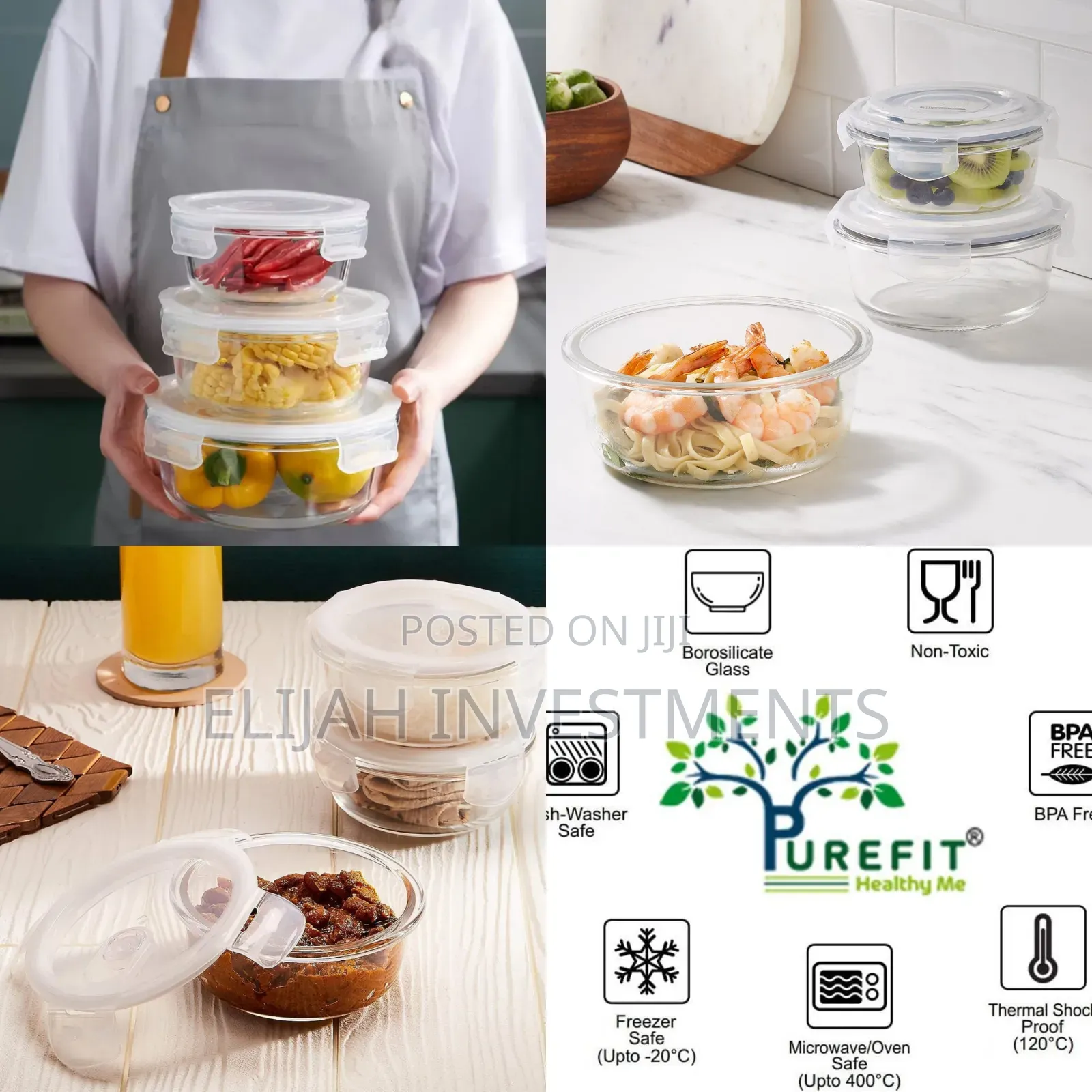 Borosilicate Glass Round Multipurpose Food Storage Container
