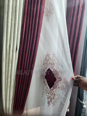 Maroon Floral Net Design Per Metre