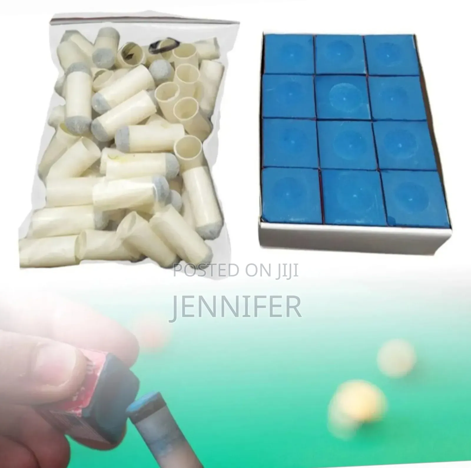 30pcs Slip on Pool Cue Tips With 24pcs Pool Cue Chalk2