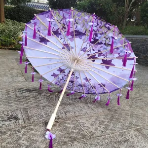 Bamboo Oiled Decoration Hand Crafted Fringed Paper Umbrella