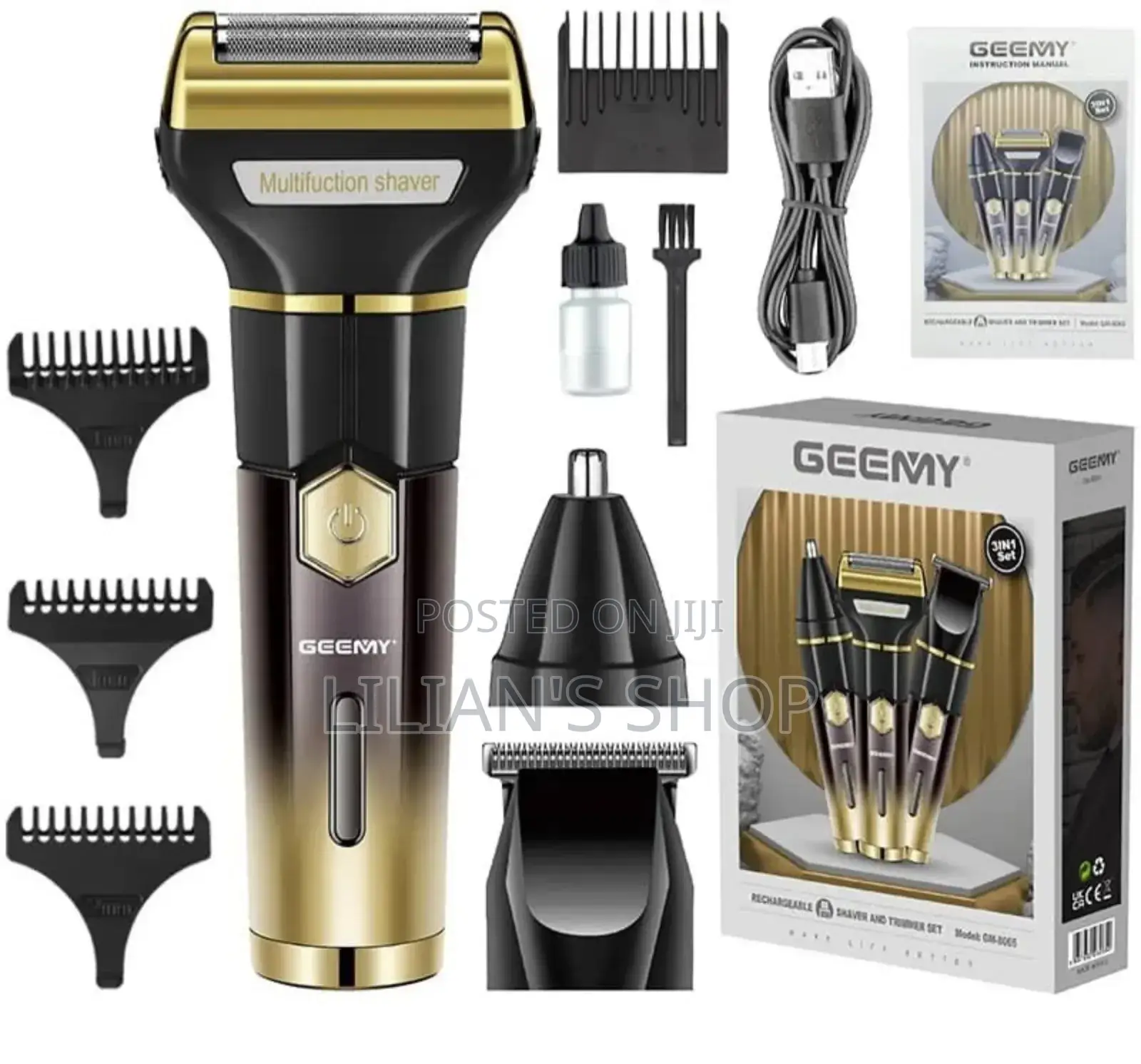 Geemy 3-in-1 Rechargeable Shaver Set (Model Gm-8065)