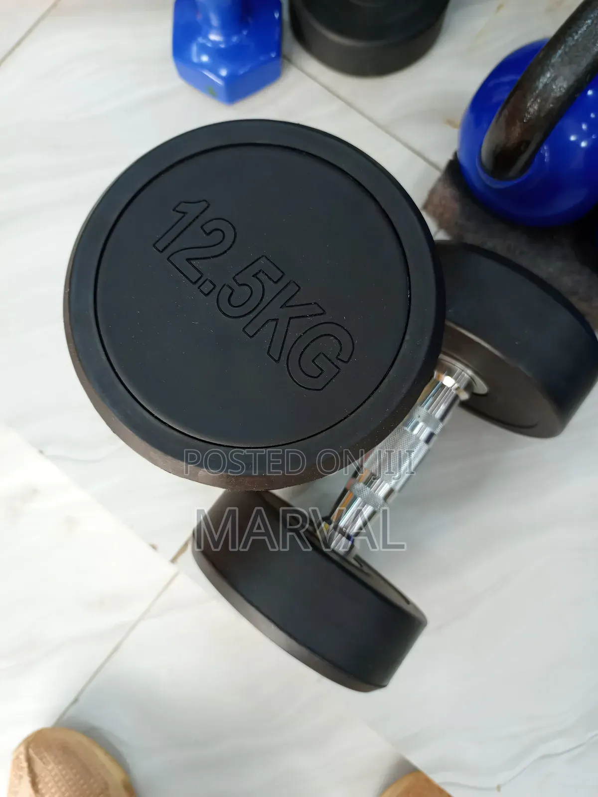 A Pair of 12.5kg Rounded Dumbbells Set Heavy Weights