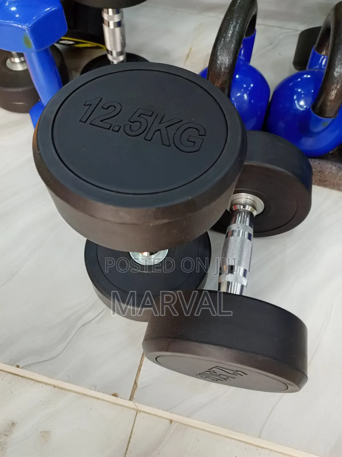 A Pair of 12.5kg Rounded Dumbbells Set Heavy Weights