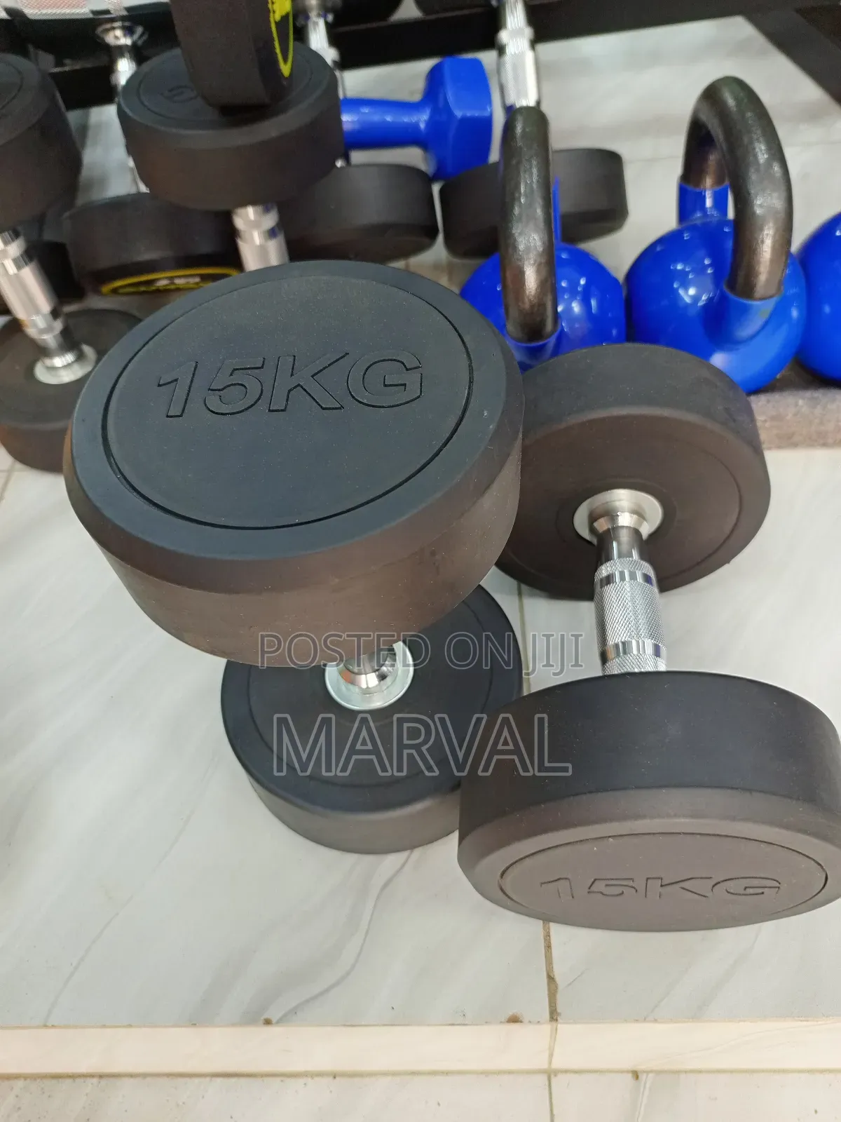 Two 15kg Rounded Dumbbell