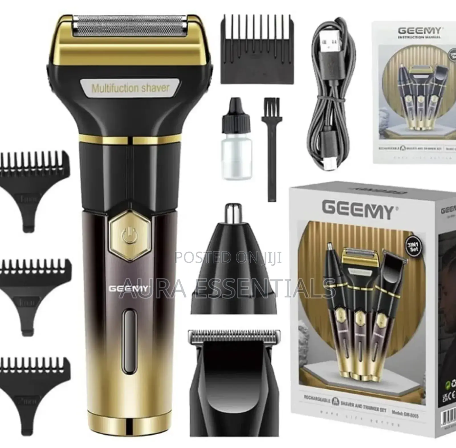 Geemy 3-in-1 Rechargeable Shaver and Trimmer Set (Gm-8065)