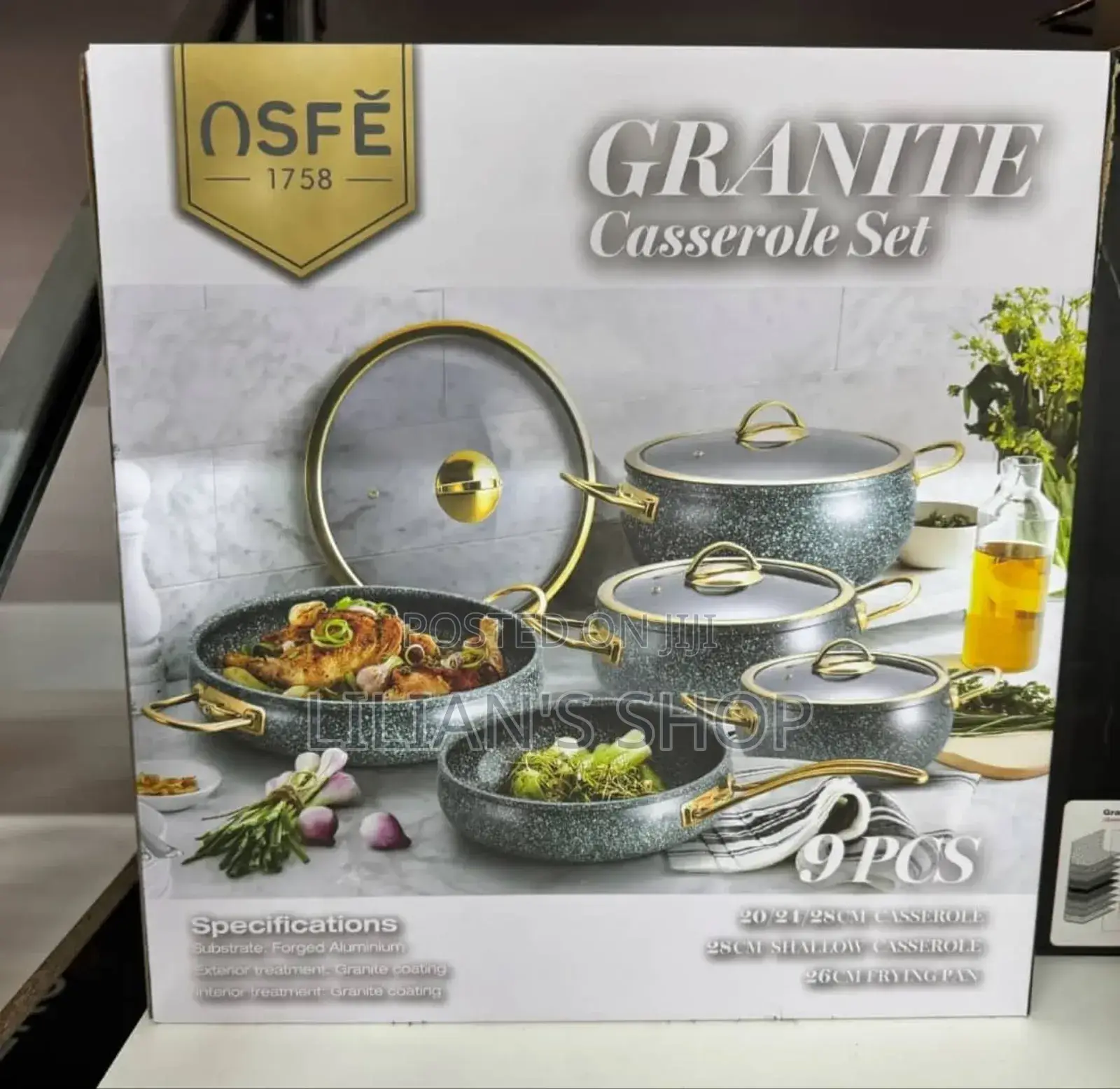 Osfě 9-Piece Granite Casserole Set