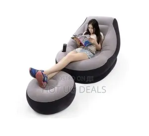 Air Seat With A Footrest Stool, Comes With A Pump-black