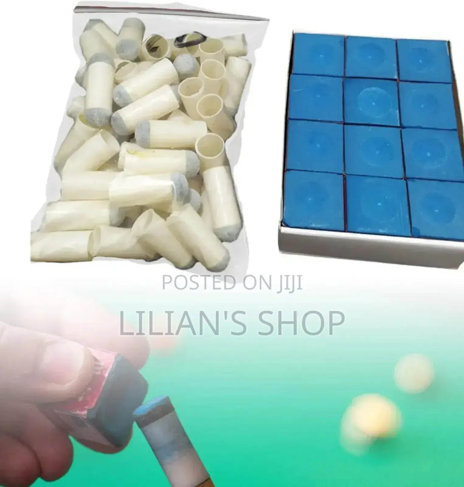 30pcs Slip on Pool Cue Tips With 24pcs Pool Cue Chalk2
