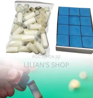 30pcs Slip on Pool Cue Tips With 24pcs Pool Cue Chalk2