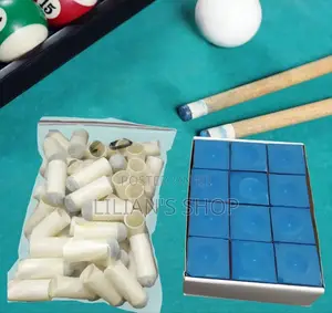 30pcs Slip on Pool Cue Tips With 24pcs Pool Cue Chalk2
