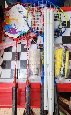 4players Badminton Set Shuttles,Poles, and Net