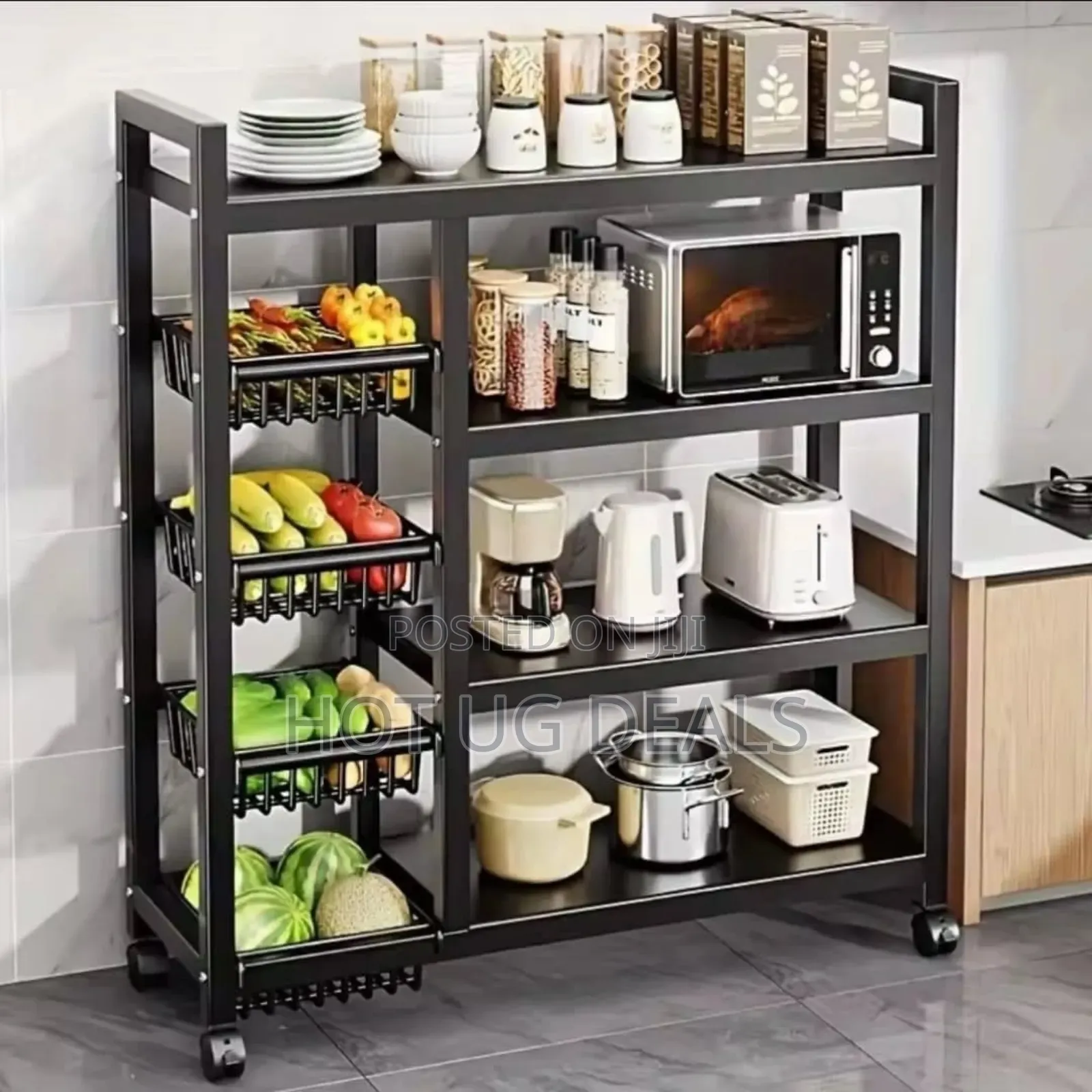 Kitchen Rack Organizer With Wheels  Rustproof Shelf
