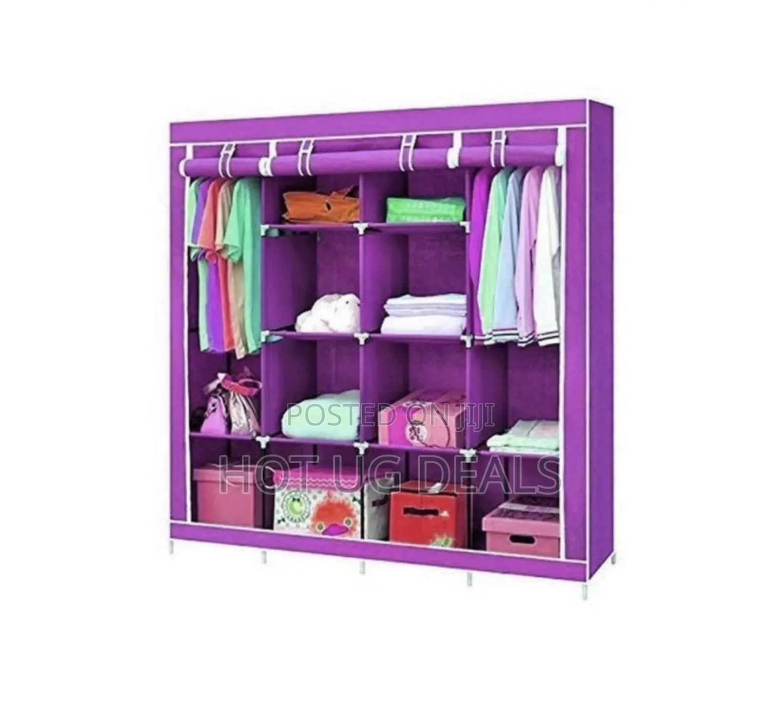 4 Column Cloth & Metal Frame Portable Wardrobe