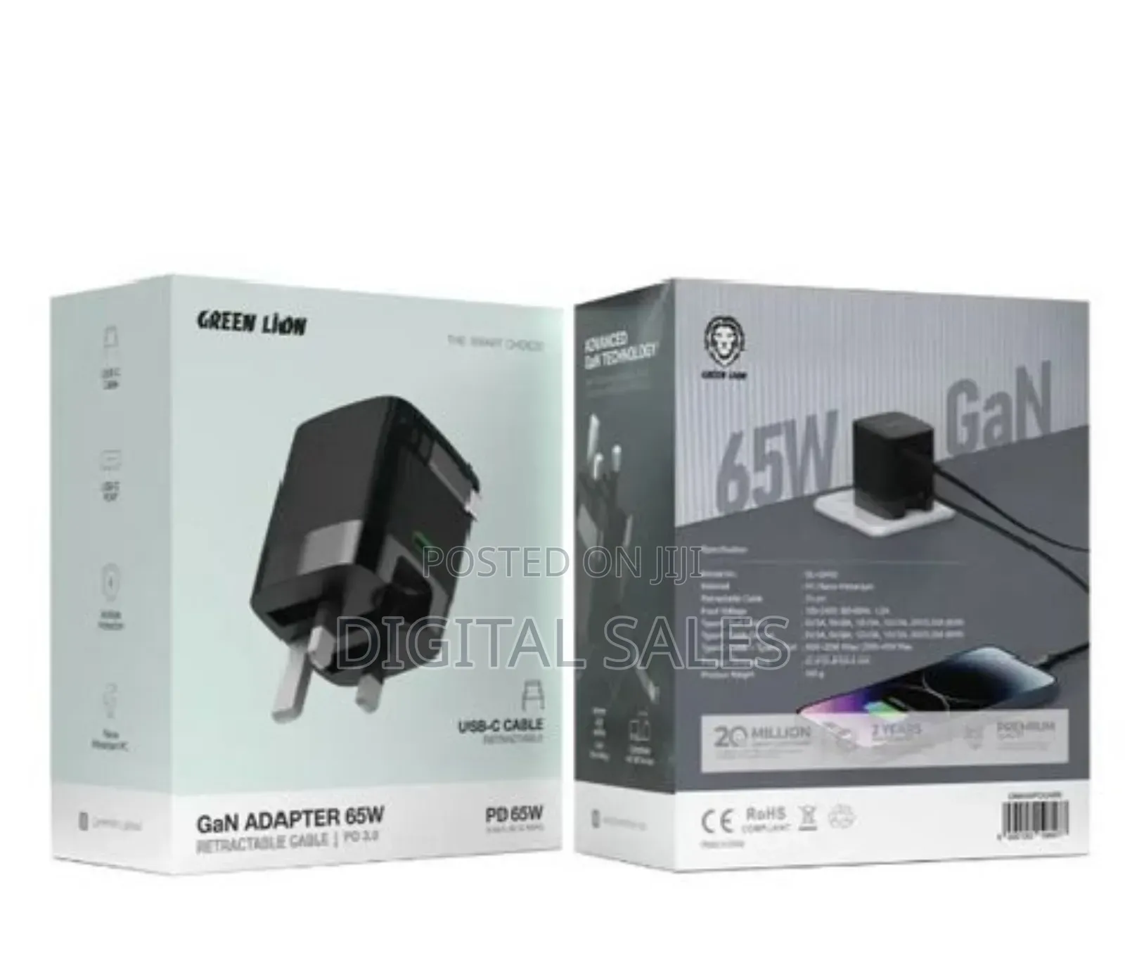 Green Lion Gan Adapter 65w Black