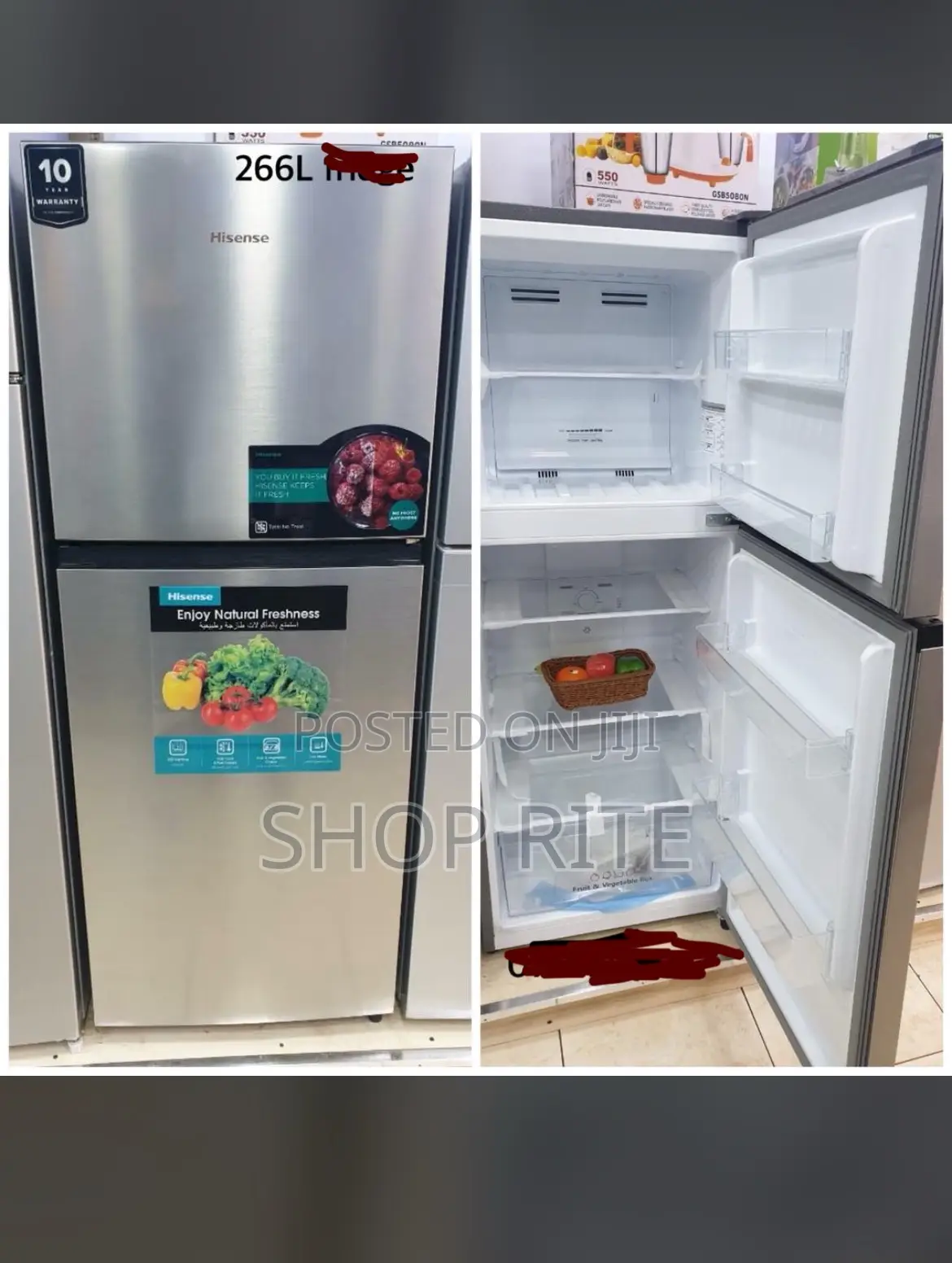 Hisense Refrigerator 266liters Frost Free