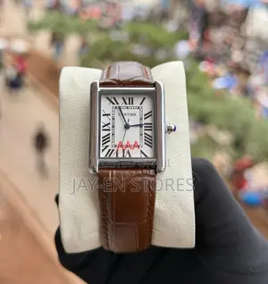 Brown Cartier Watch With Roman Numbers Display