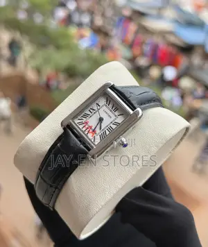Black Cartier Watch With Roman Numbers Display