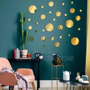 24pcs Silver /Gold Circle Mirror Decor Stickers