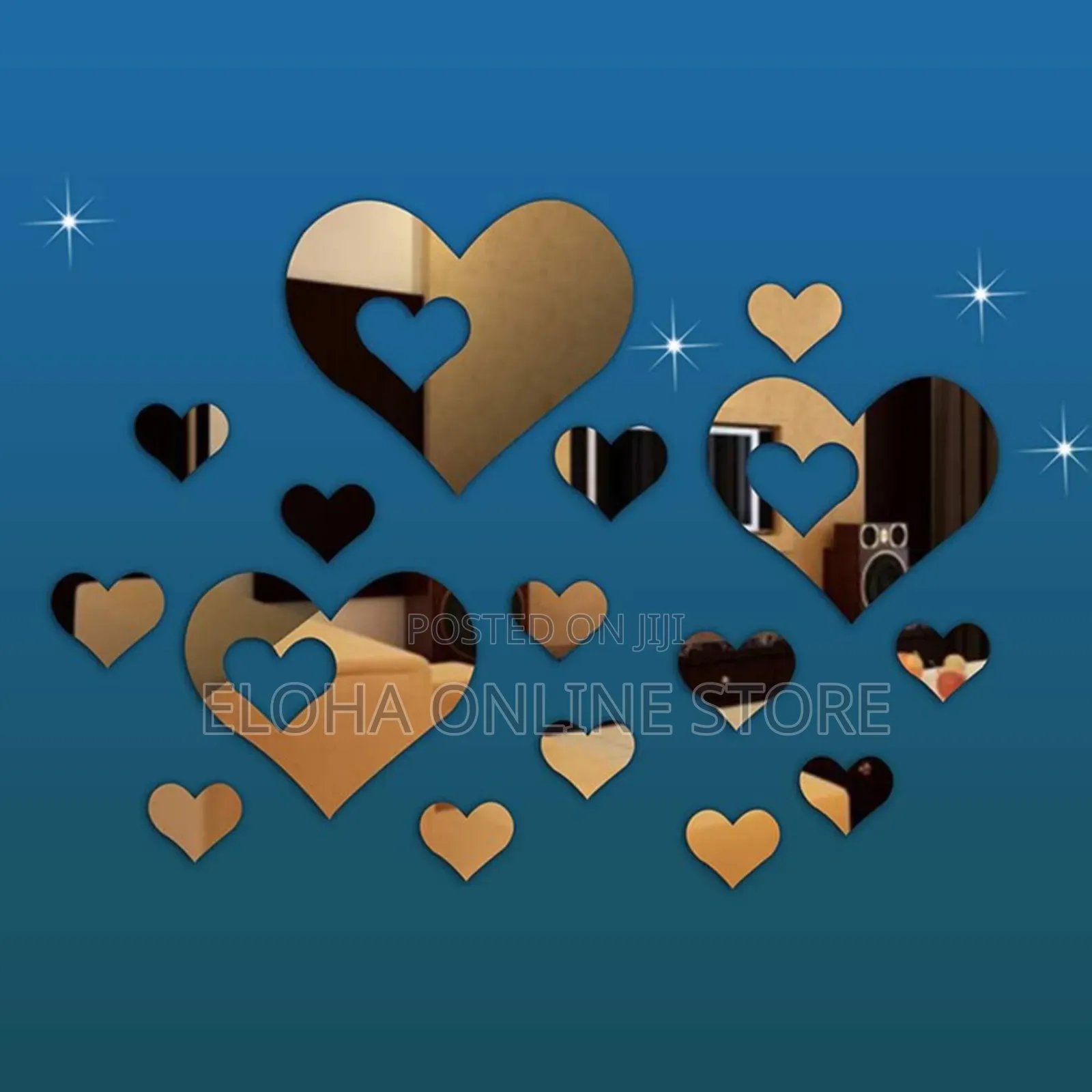 24pcs Acrylic Heart Shaped Mirror Wall Sticker