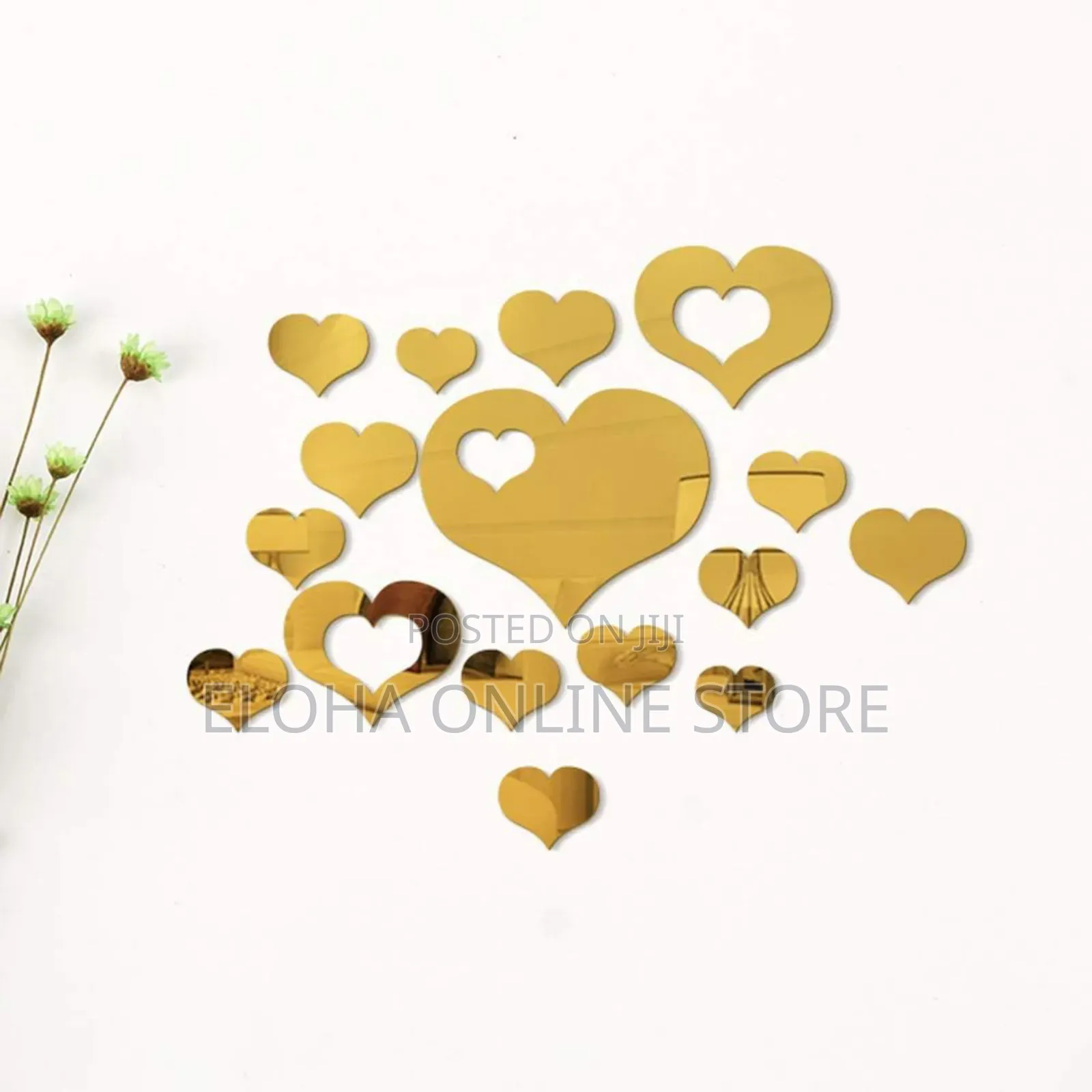 24pcs Acrylic Heart Shaped Mirror Wall Sticker