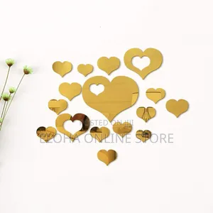 24pcs Acrylic Heart Shaped Mirror Wall Sticker