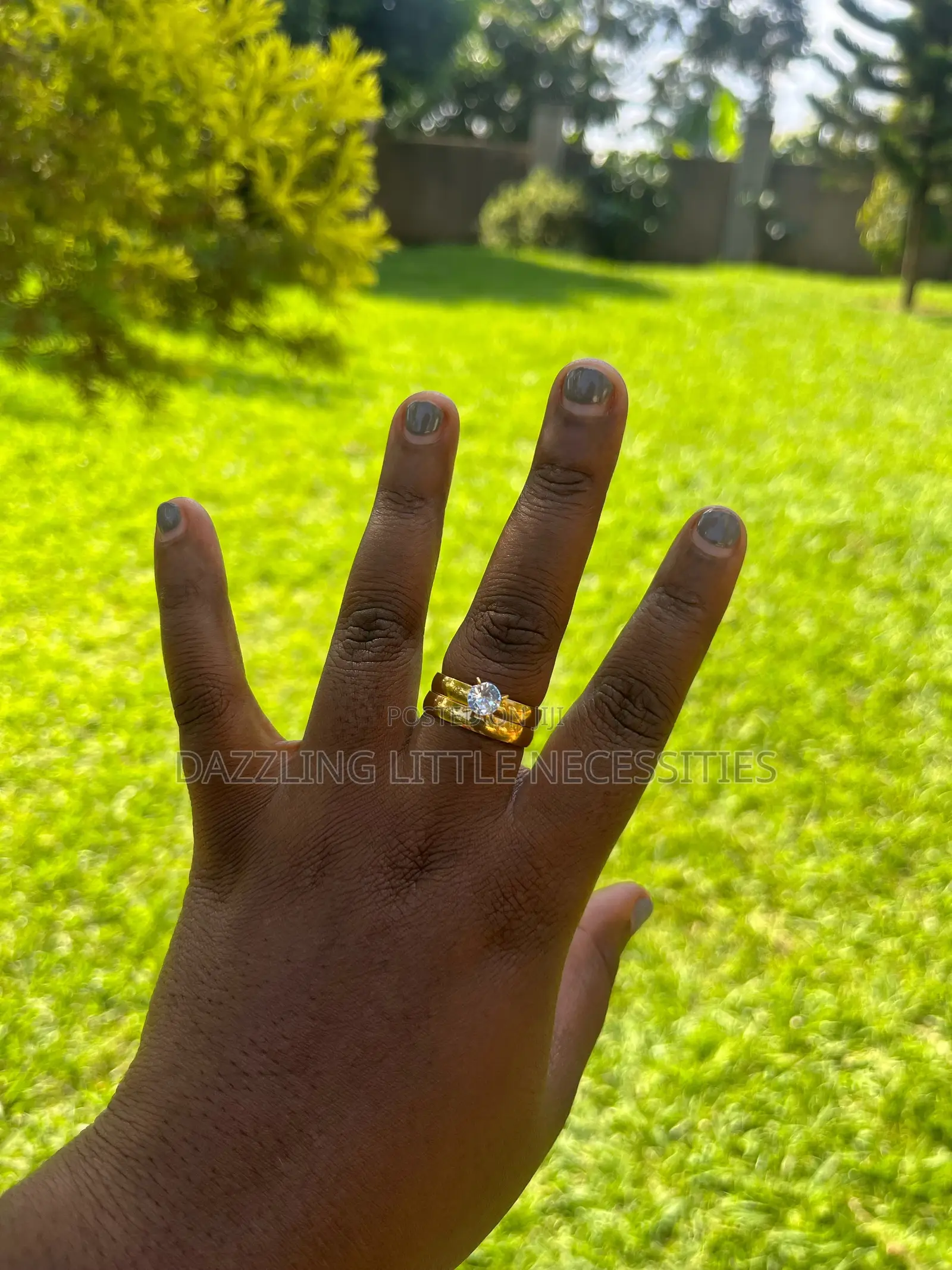 Elise Engagement Wedding Ring Set - Gold (Size 19)