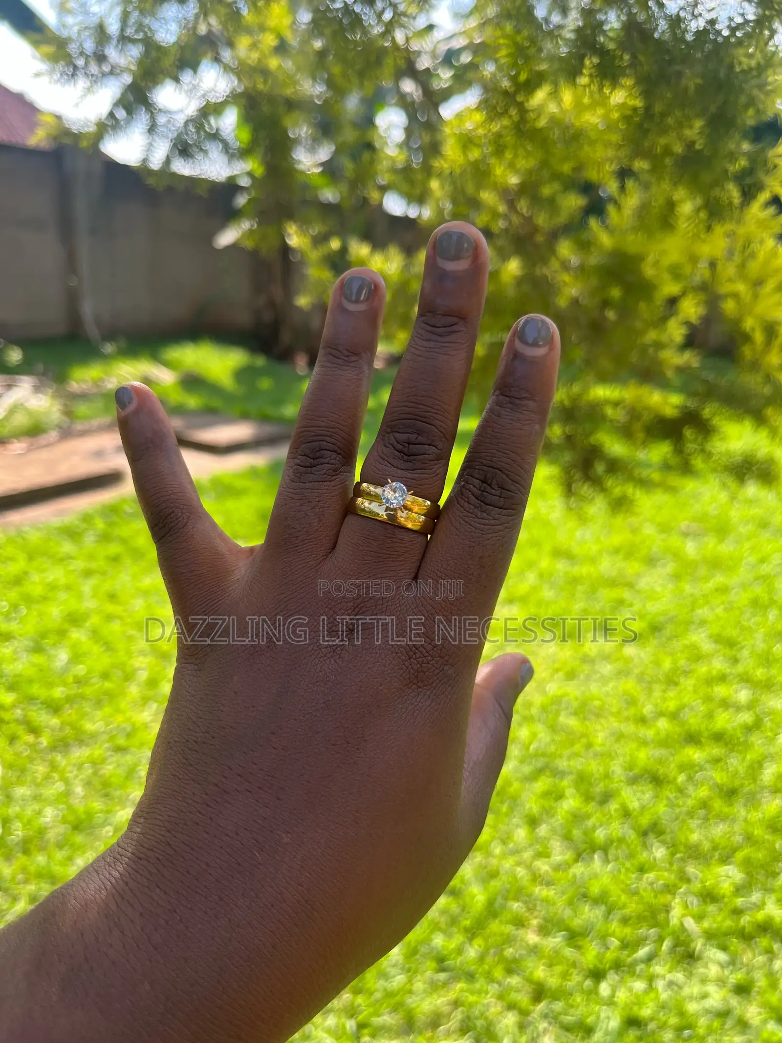 Elise Engagement Wedding Ring Set - Gold (Size 19)
