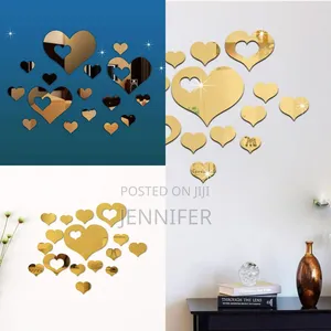 24pcs Acrylic Heart Shaped Mirror Wall Sticker