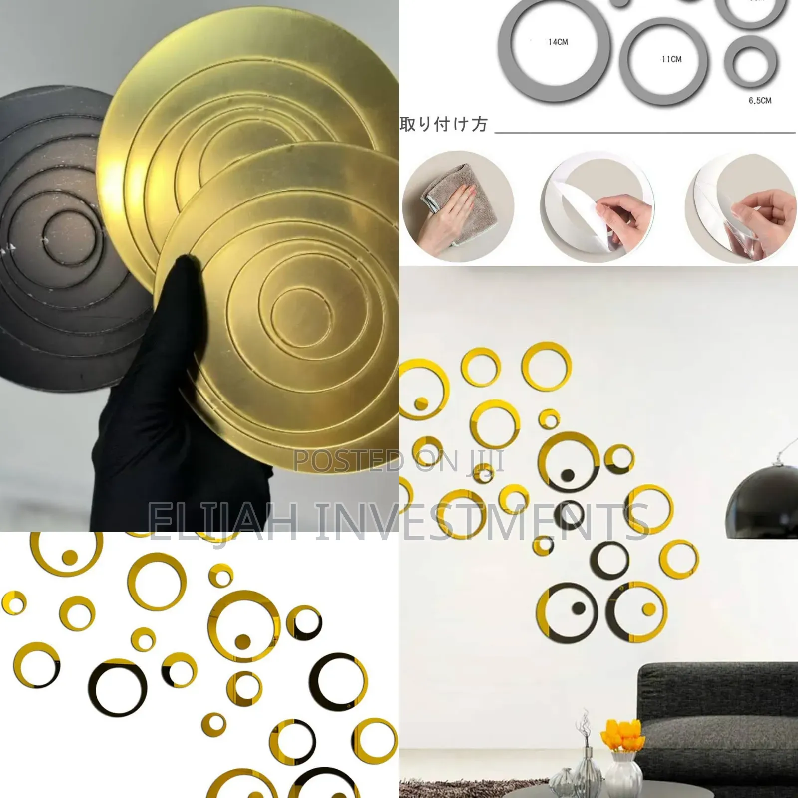 24pcs 3d Acrylics Self-Adhesive Decor Wall Stickers