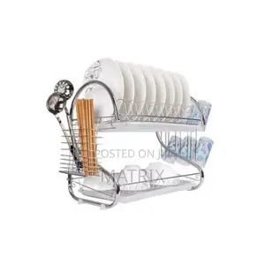 2 Layer Dish Rack Drainer for Utensils Cutlery