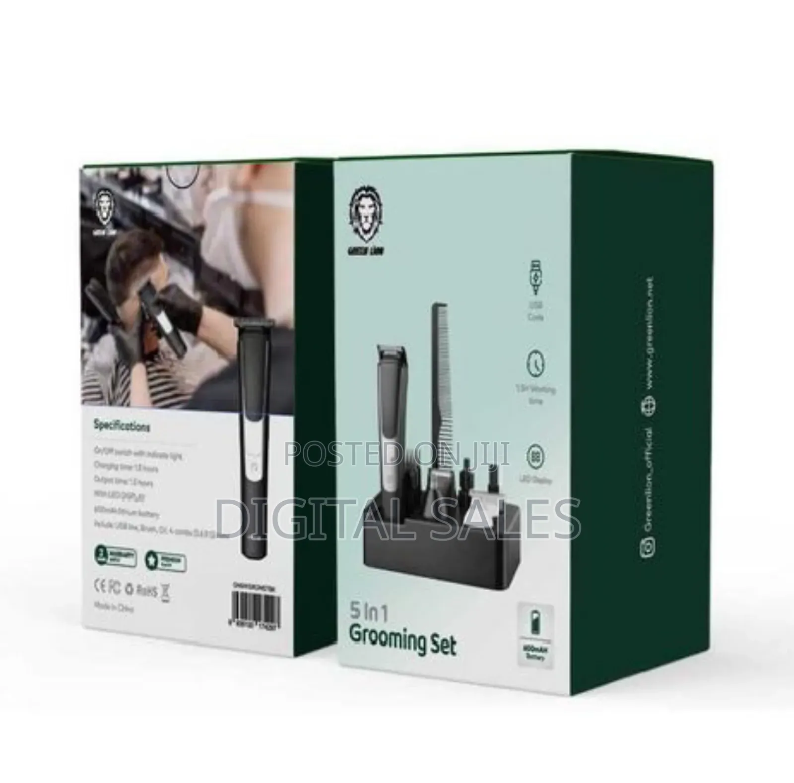Green Lion 5 in 1 Multi-Function Hair Clipper Set Black