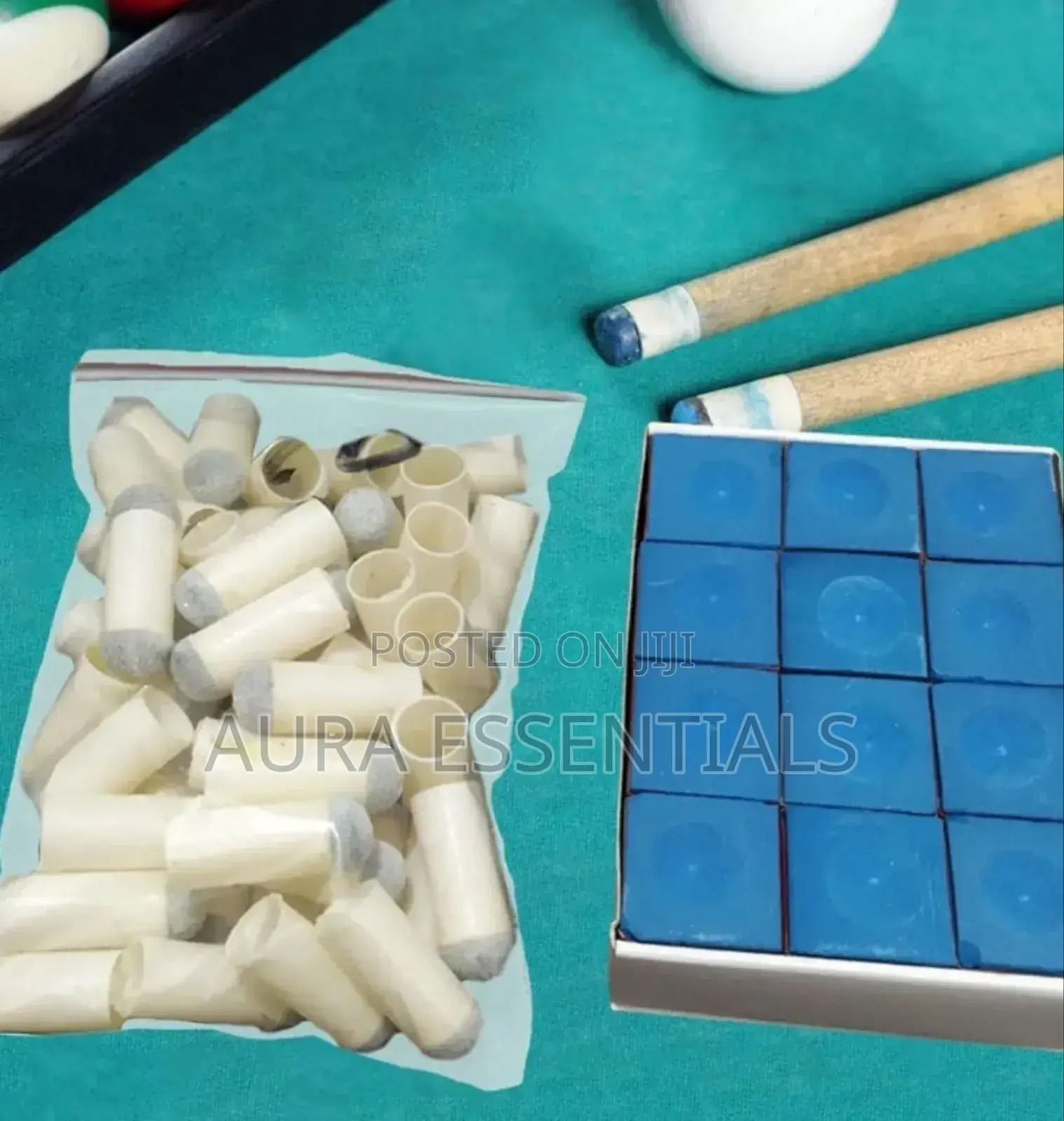 30pcs Slip on Pool Cue Tips With 24pcs Pool Cue Chalk2