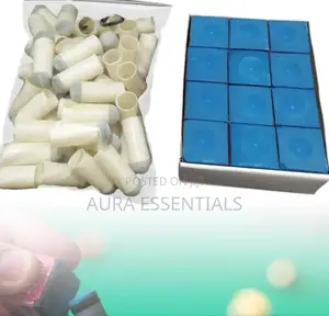 30pcs Slip on Pool Cue Tips With 24pcs Pool Cue Chalk2