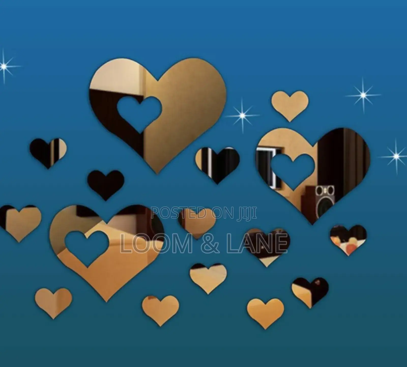 24pcs Acrylic Heart Shaped Mirror Wall Sticker